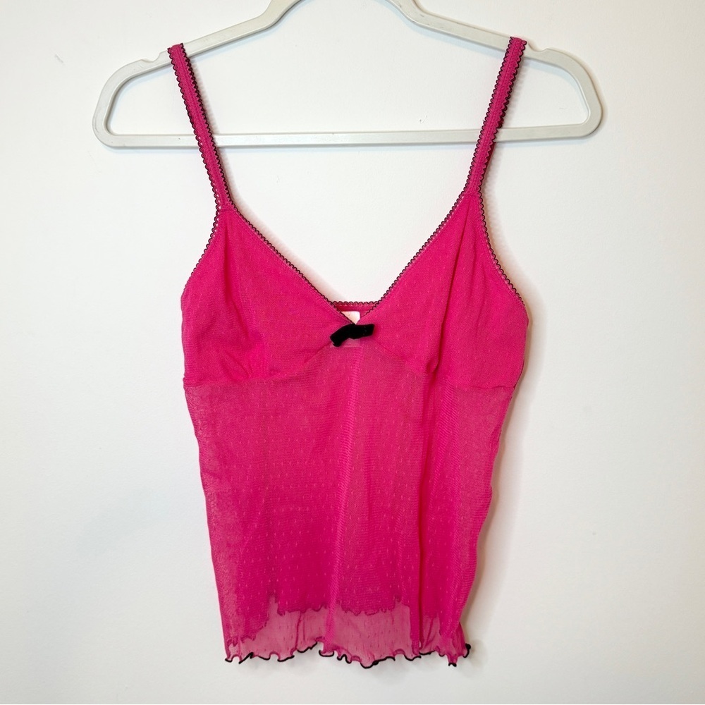 Pink Babydoll Y2K Cami Tank Top Size Large Polka Dot 2000s Slip
